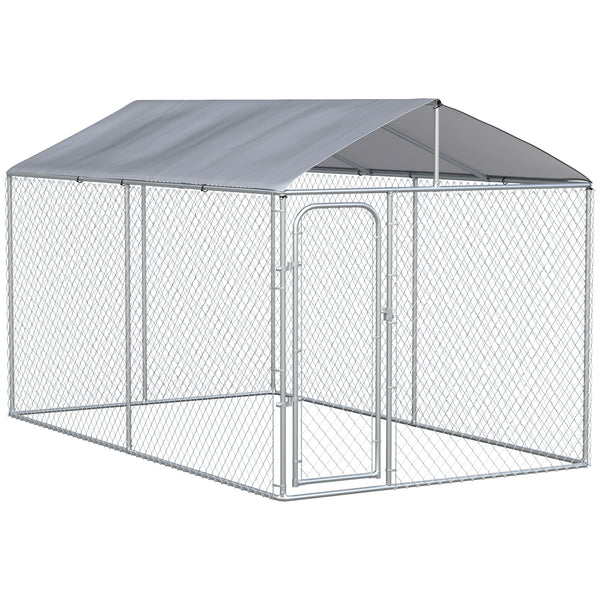 prezzo Enclos pour Animaux avec Toit 400x230x232 cm en Acier et Tissu Oxfod Argent