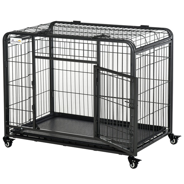 Cage pliable pour chien 109,5x71x78 cm avec roues en métal gris foncé acquista