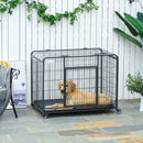 Gabbia per Cani Pieghevole 109,5x71x78 cm con Ruote in Metallo Grigio Scuro-2