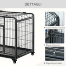 Gabbia per Cani Pieghevole 109,5x71x78 cm con Ruote in Metallo Grigio Scuro-6