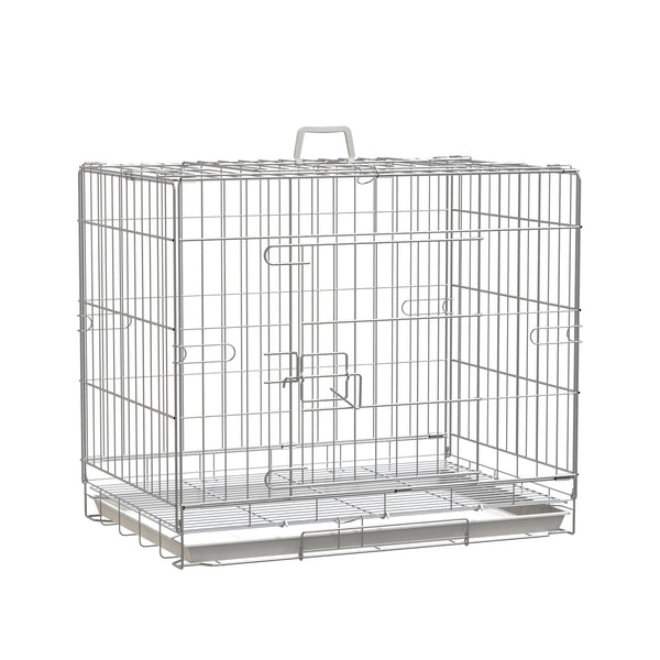 Cage de Transport pour Chiens Chats 61x43x53 cm Pliable en Métal sconto