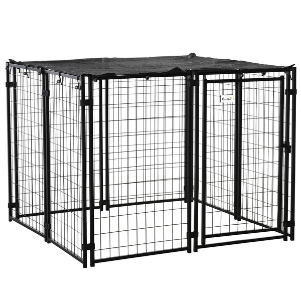 acquista Enclos pliable pour chiens 141x141x113 cm en acier noir