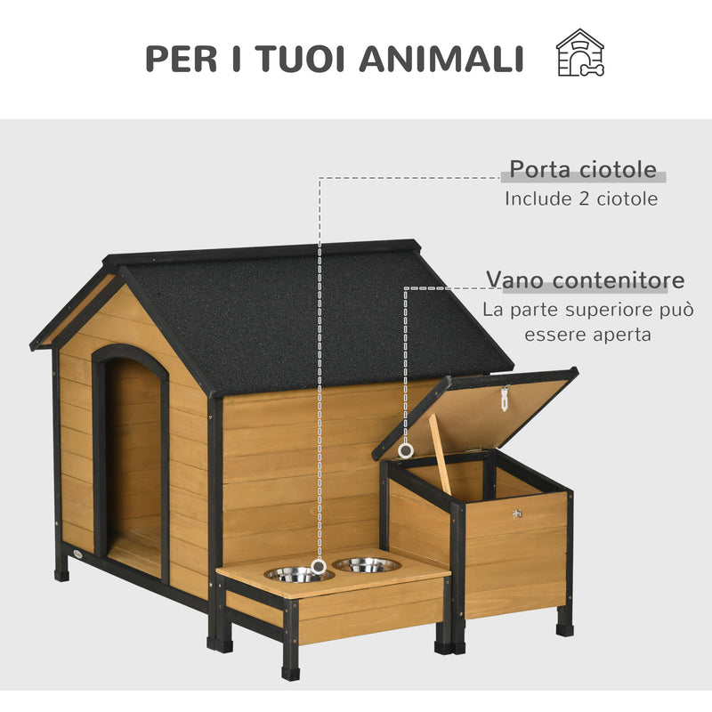 Cuccia per Cani Taglia Media 130x93x92 cm con 2 Poraciotole in Legno di Abete-4