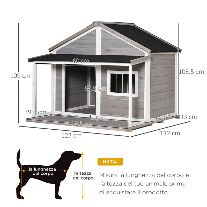 Cuccia per Cani e Gatti da Esterno 127x112x109 cm in Legno Grigio-3