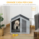 Cuccia per Cani a Casetta 60x43x55 cm in Truciolare e Poliestere Grigio-4