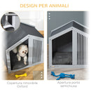 Cuccia per Cani a Casetta 60x43x55 cm in Truciolare e Poliestere Grigio-5