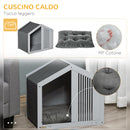 Cuccia per Cani a Casetta 60x43x55 cm in Truciolare e Poliestere Grigio-6