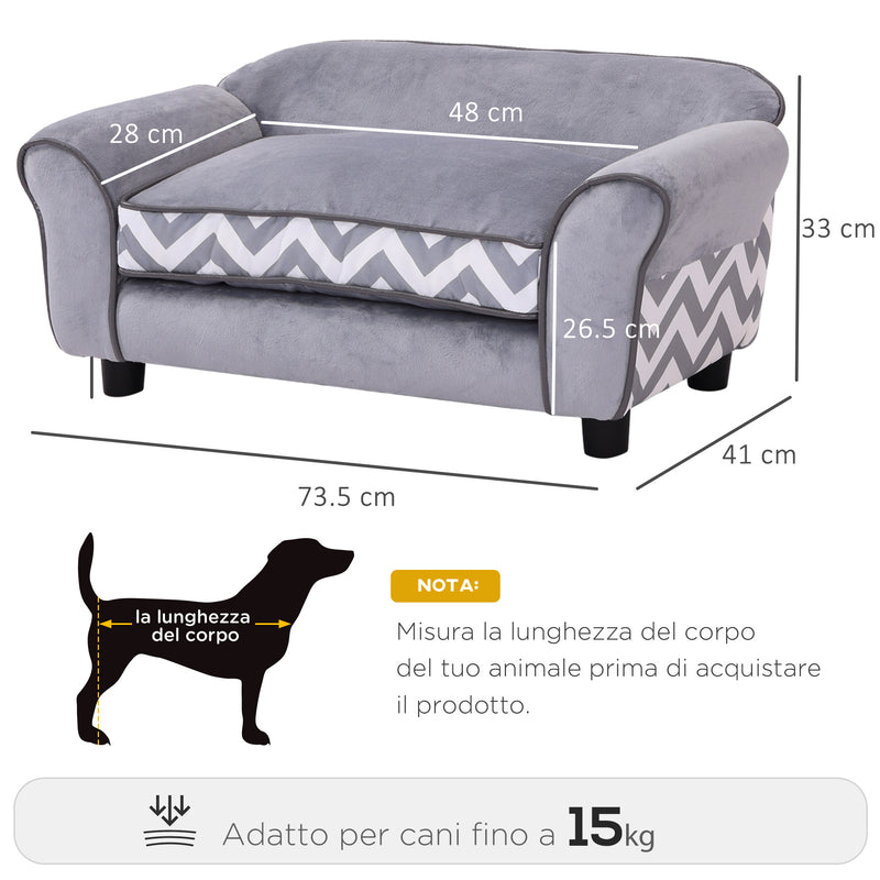 Divanetto Cuccia per Animali Domestici Grigio 73.5x41x33 cm -3