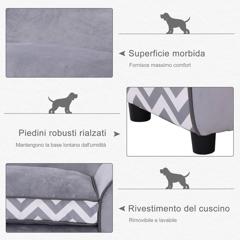 Divanetto Cuccia per Animali Domestici Grigio 73.5x41x33 cm -6