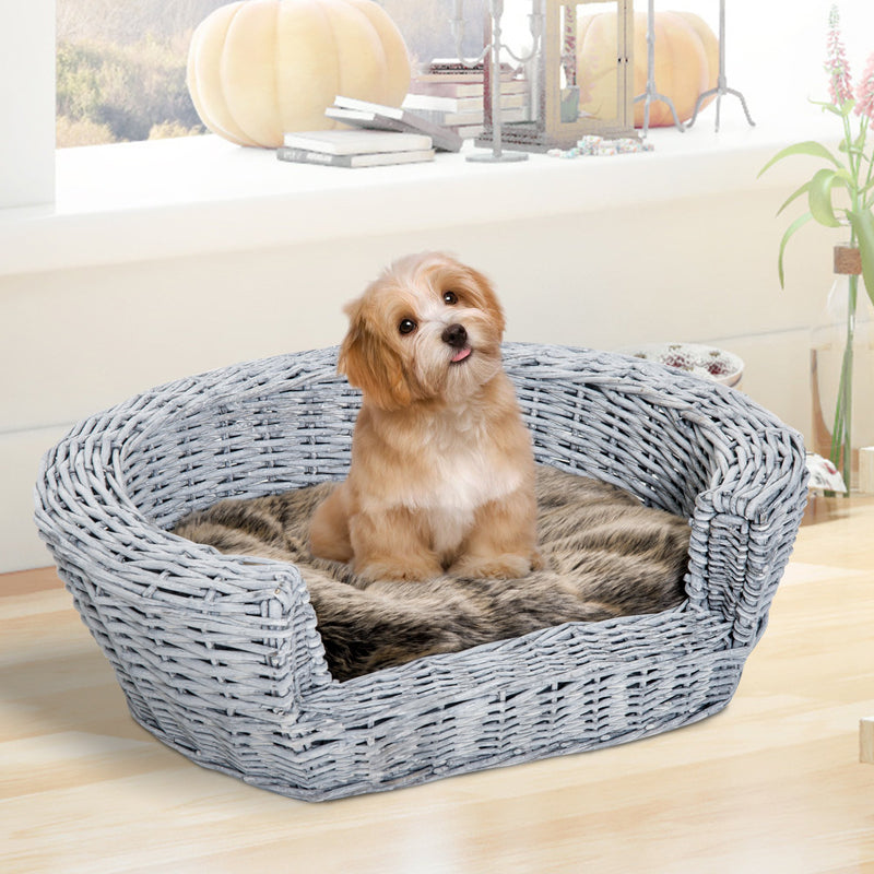 Cuccia Interno per Animali Domestici con cuscino Grigio marrone 57x46x17.5 cm -2