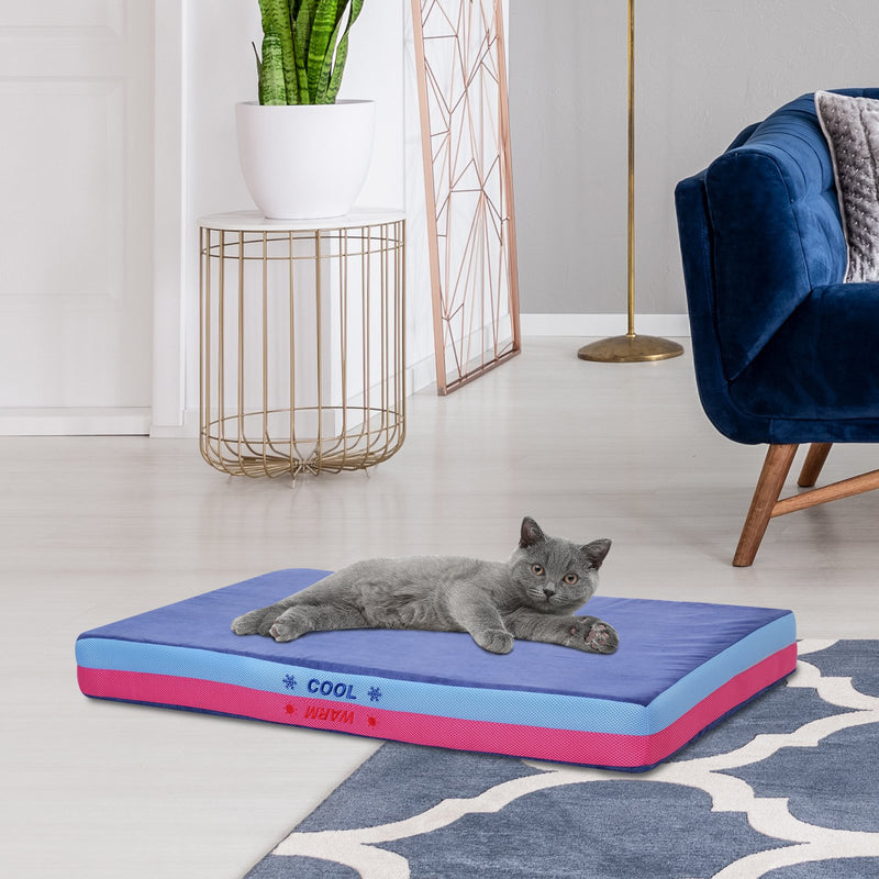 Materassino per Cani in Memory Foam 88x56x10 cm  Double Face Blu-2