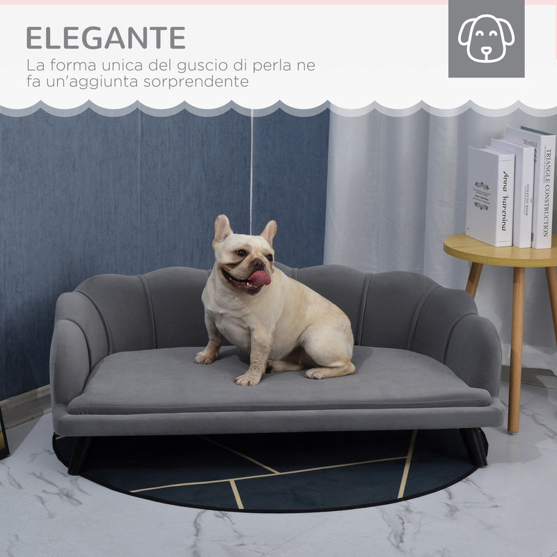 Divano per Cani Taglia Medio-Grande 98,5x60,5Px35 cm in tessuto Grigio-4