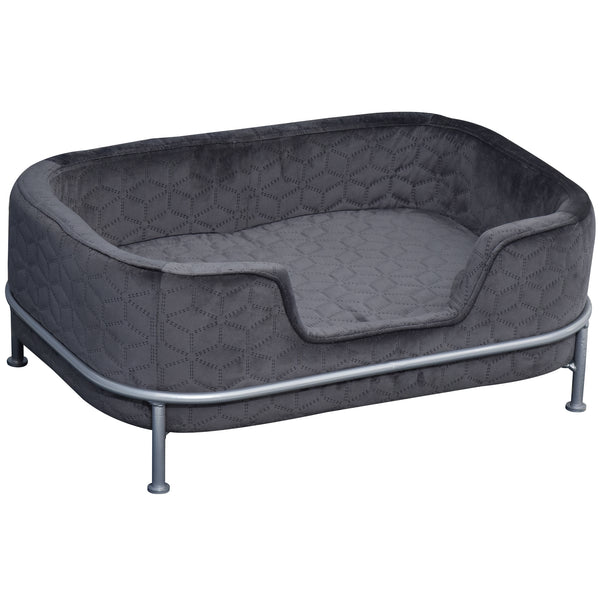 prezzo Canapé rembourré pour chiens et chats 63,5x43x24,5 cm en velours avec base en métal gris foncé