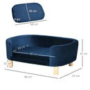 Divano per Cani e Gatti Imbottito 86x55x33 cm in Velluto Blu Navy-3