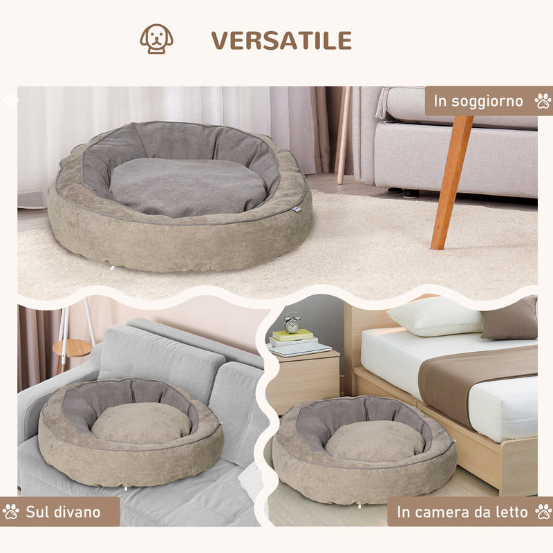 Cuccia Imbottita per Cani e Gatti 85x85x35 cm in Tessuto Grigio-4