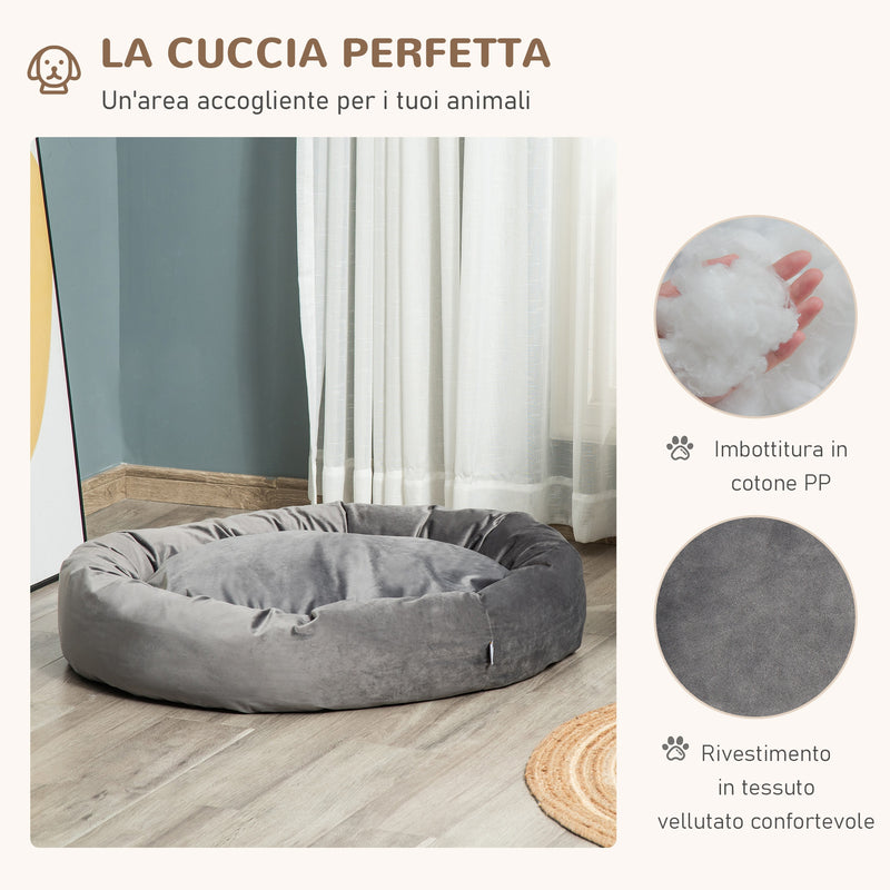 Cuccia Imbottita per Cani 102x74x23 cm in Tessuto Vellutato Grigio Scuro-6