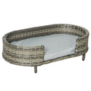 Cuccia per Cani 74x42x21 cm con Cuscino in Rattan PE Marrone e Grigio-1