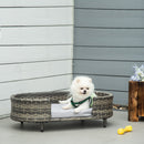 Cuccia per Cani 74x42x21 cm con Cuscino in Rattan PE Marrone e Grigio-2