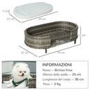 Cuccia per Cani 74x42x21 cm con Cuscino in Rattan PE Marrone e Grigio-3