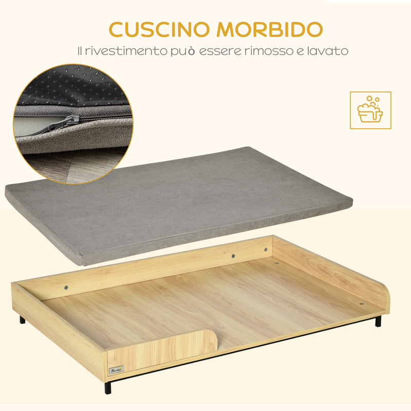 Cuccia per Cani e Gatti 110x70x15,5 cm in Legno e Acciaio Rovere e Grigio-4