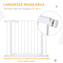 Cancelletto Sicurezza Regolabile per Cani 75-96 cm in Acciaio e Plastica Bianco-4