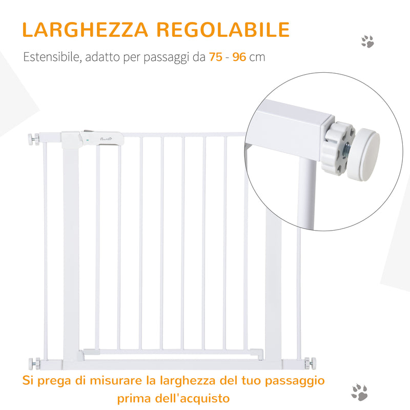 Cancelletto Sicurezza Regolabile per Cani 75-96 cm in Acciaio e Plastica Bianco-4