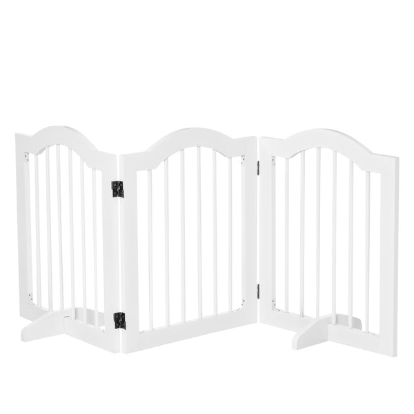 Barrière de Sécurité Pliable pour Animaux 154,5x29,5x61 cm en Bois et MDF Blanc online