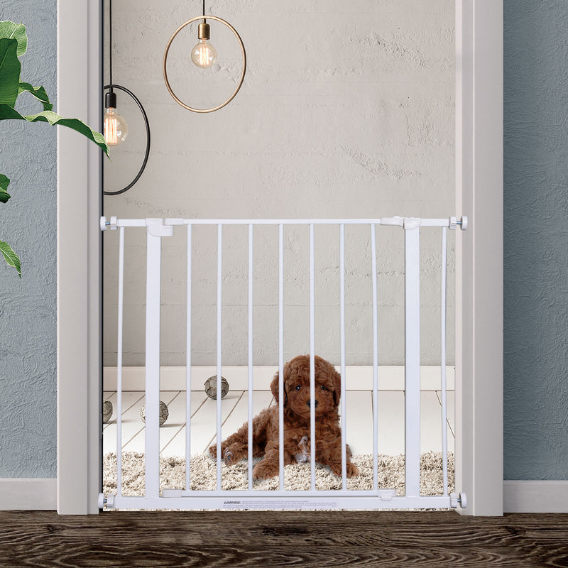 Cancelletto di Sicurezza per Animali Domestici Bianco 76x72-82 cm -2