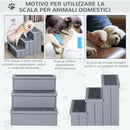 Scaletta per Cani 3 Gradini 40,5x44,5x38 cm in in Legno di Pino Grigio-4