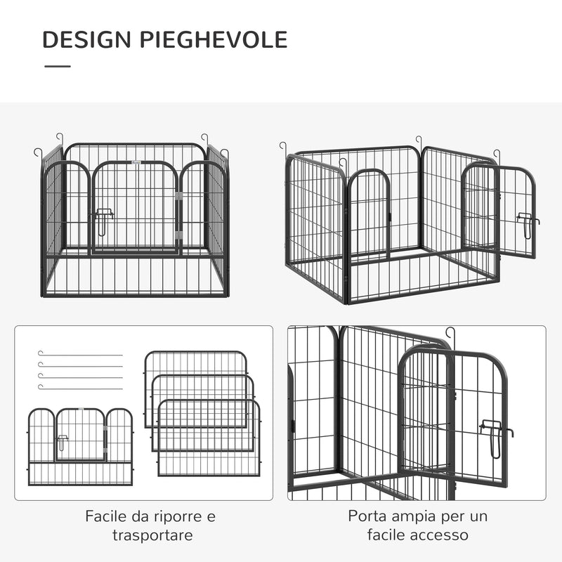 Recinto per Cani Modulare 4 Pannelli 79x60 cm Metallo Grigio Scuro-5