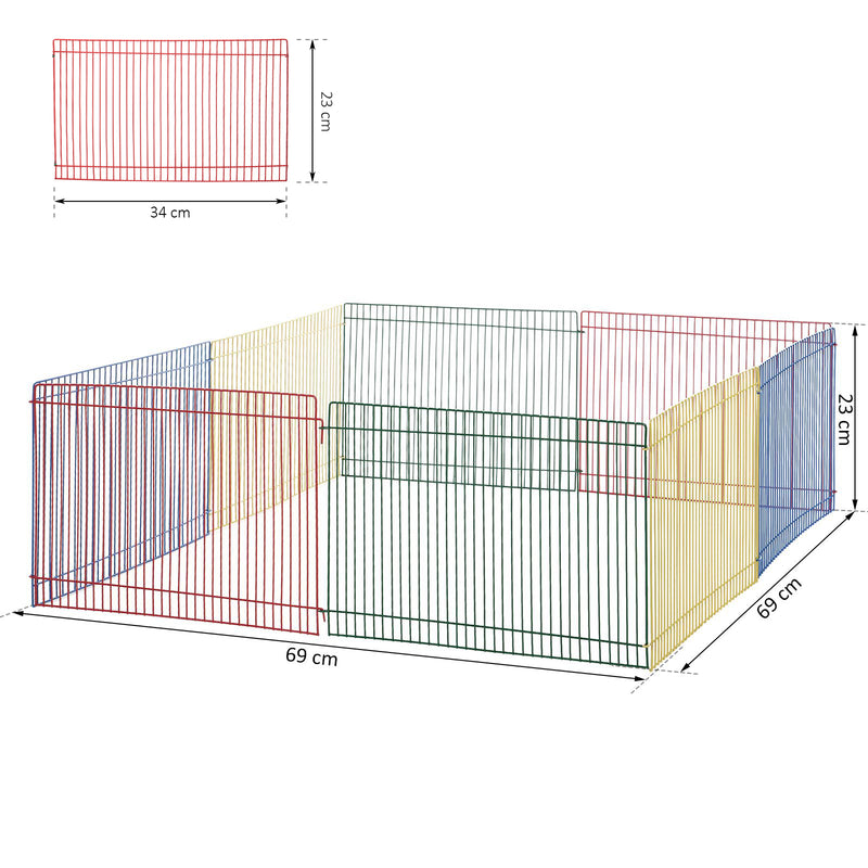 Recinto Recinzione per Animali Domestici 8pz 69x69x23 cm in Metallo Multicolor-3