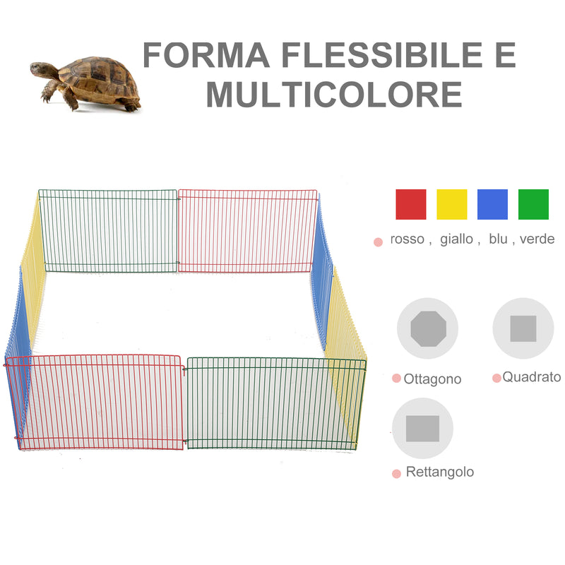 Recinto Recinzione per Animali Domestici 8pz 69x69x23 cm in Metallo Multicolor-4