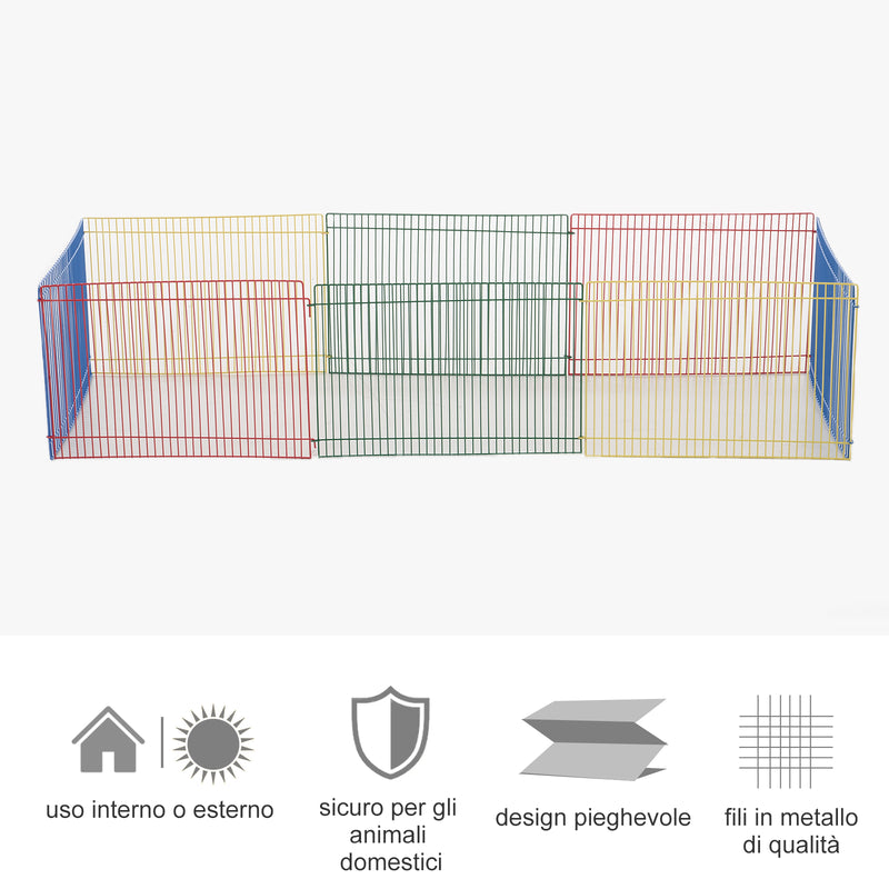 Recinto Recinzione per Animali Domestici 8pz 69x69x23 cm in Metallo Multicolor-6