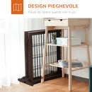 Cancelletto di Sicurezza Pieghevole per Animali Domestici 185x36x71 cm in Legno  Marrone-5