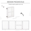 Cancelletto di Sicurezza Pieghevole per Animali Domestici 215x38x75 cm in Legno Bianco-6