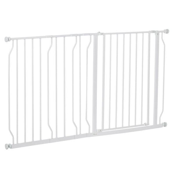 Barrière de Sécurité Réglable pour Chiens 75-145 cm en Acier et ABS Blanc online