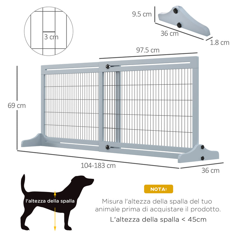 Cancelletto di Sicurezza Estensibile per Animali Domestici 104-183x36x69 cm in Legno e Acciaio Blu-3