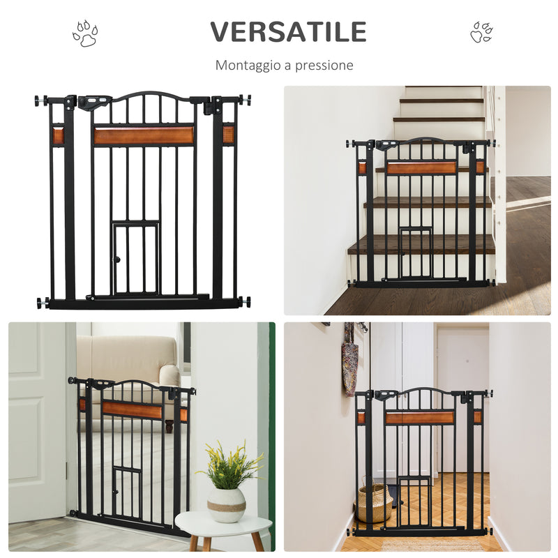 Cancelletto Sicurezza Regolabile per Cani 74-80 cm con Chiusura Automatica Nero-8