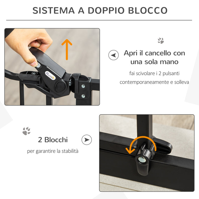 Cancelletto Sicurezza Regolabile per Cani 74-80 cm con Chiusura Automatica Nero-4