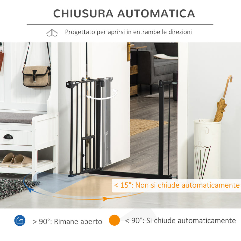 Cancelletto Sicurezza Regolabile per Cani 74-80 cm con Chiusura Automatica Nero-5