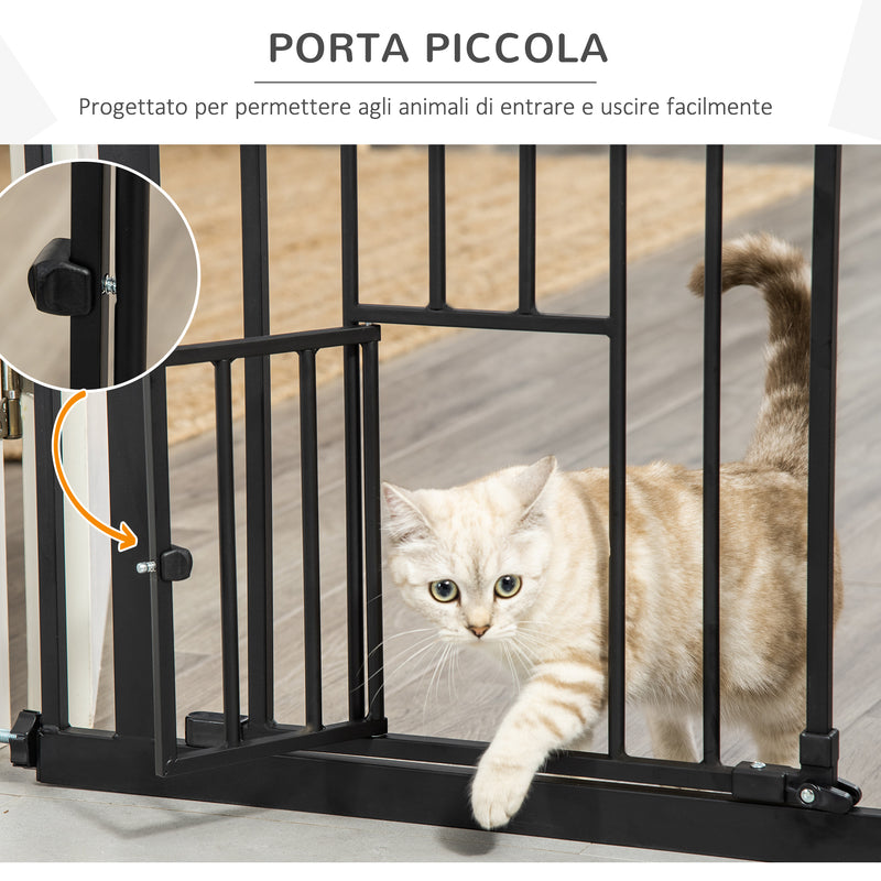 Cancelletto Sicurezza Regolabile per Cani 74-80 cm con Chiusura Automatica Nero-7