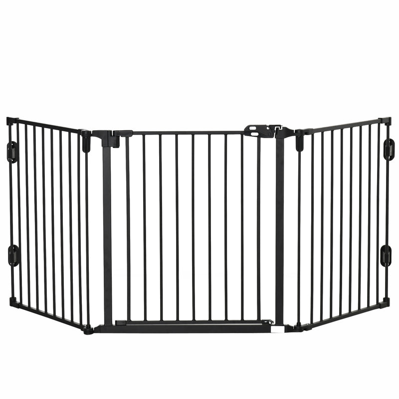 Cancelletto di Sicurezza Pieghevole per Animali Domestici 202,5x2x76 cm in Acciaio Nero-1