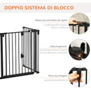 Cancelletto di Sicurezza Pieghevole per Animali Domestici 202,5x2x76 cm in Acciaio Nero-4