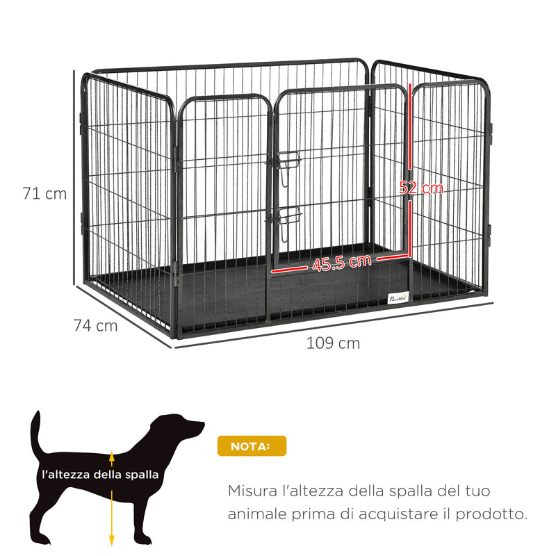 Gabbia per Cani 109x74x71 cm in Acciaio e ABS Grigio-3