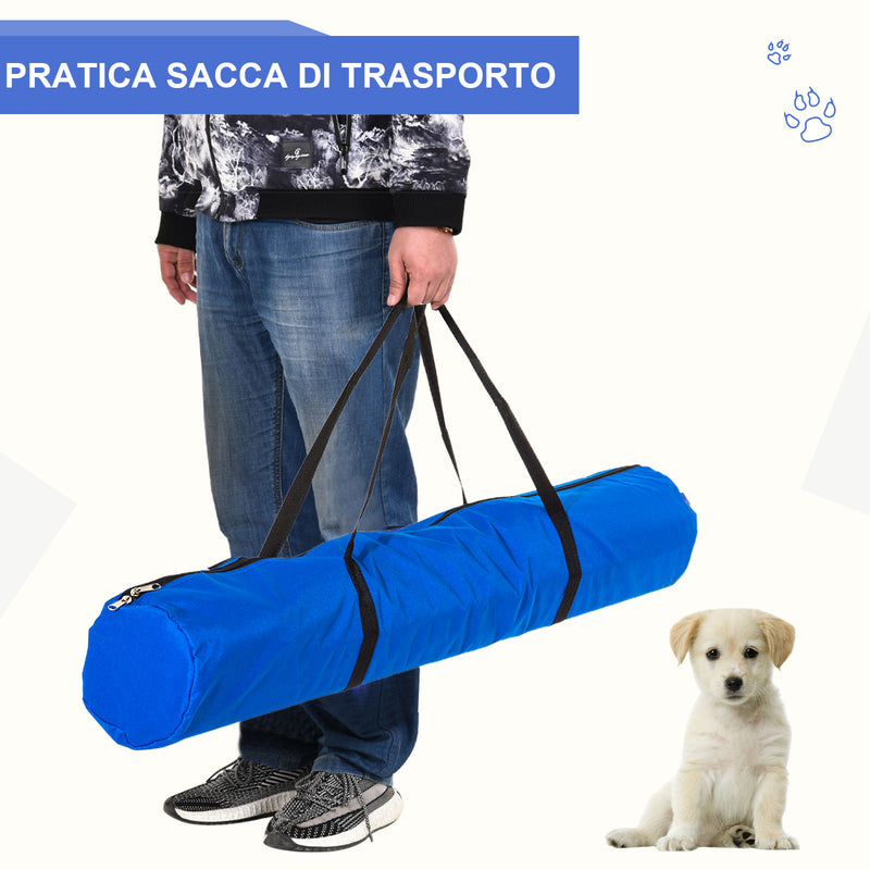 Set Ostacoli e Slalom per Addestramento Cani con Sacca di Trasporto  Blu e Rosso-6