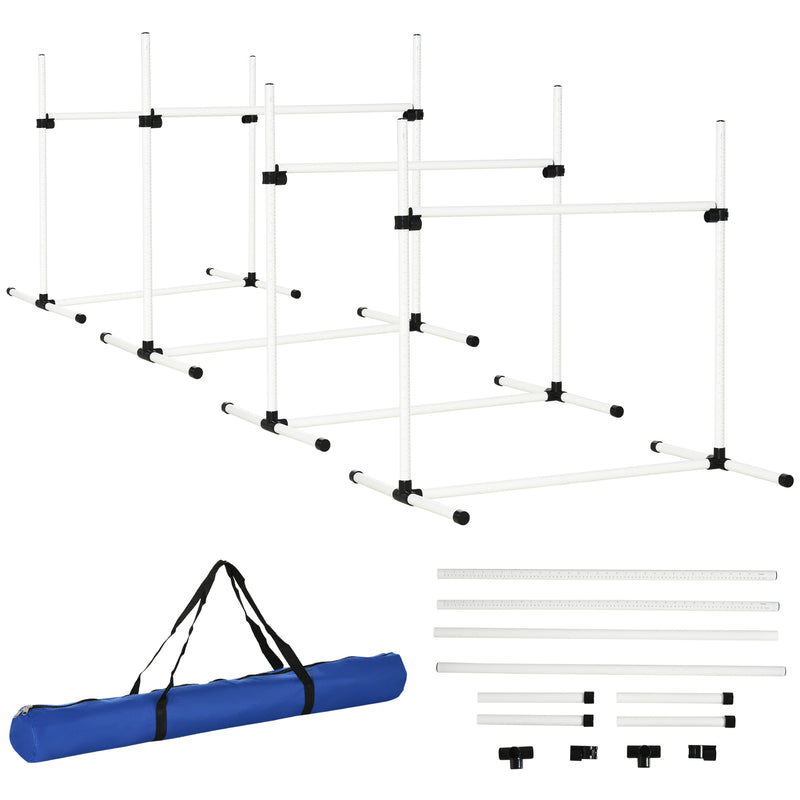 Set 4 Ostacoli per Addestramento Cani 95x65x95 cm in PVC con Sacca di Trasporto  Bianchi-1