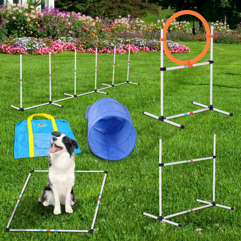 Set Addestramento Cani da Esterno Bianco Arancione Blu Ø60x300 cm -2