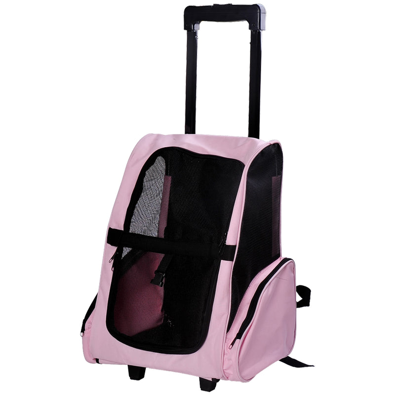 Trolley zaino 2 in 1 per piccoli animali domestici 36x30x49 cm  Rosa-1