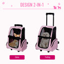 Trolley zaino 2 in 1 per piccoli animali domestici 36x30x49 cm  Rosa-4