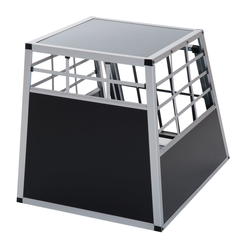 Gabbia Box per Trasporto Cani Lega d'alluminio Nero argento 65x91x69 cm -6